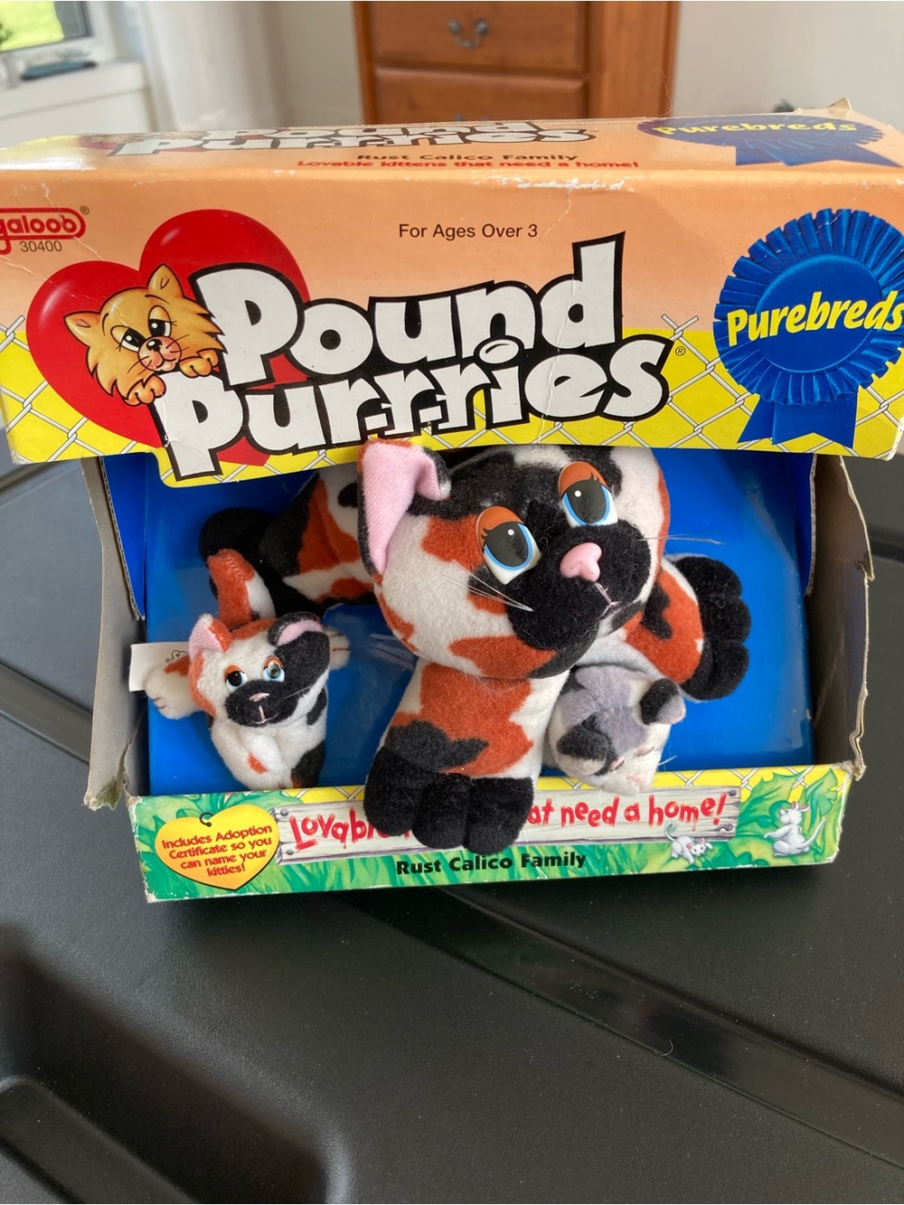 Vintage Pound Purries Rust Calico Plush Cat Family - Calico Orange, Black & Whit